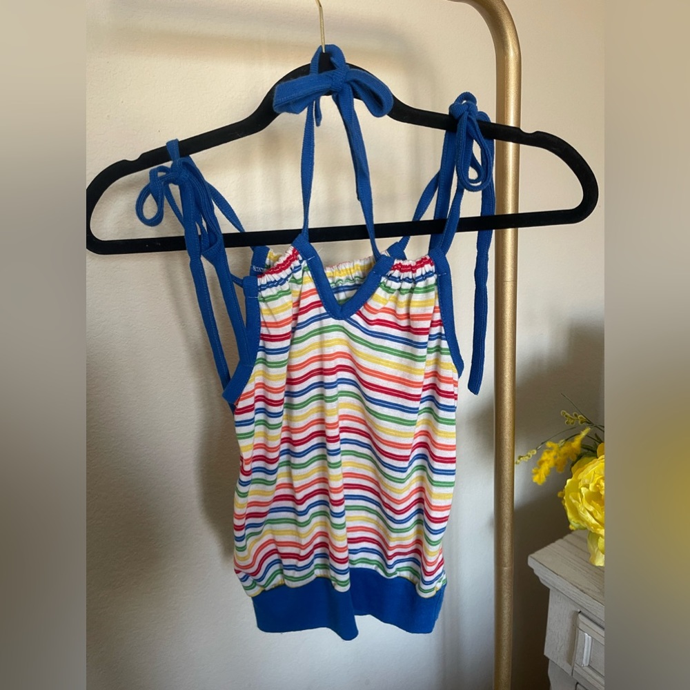 Colorful tank top with shoulder ties and neck tie